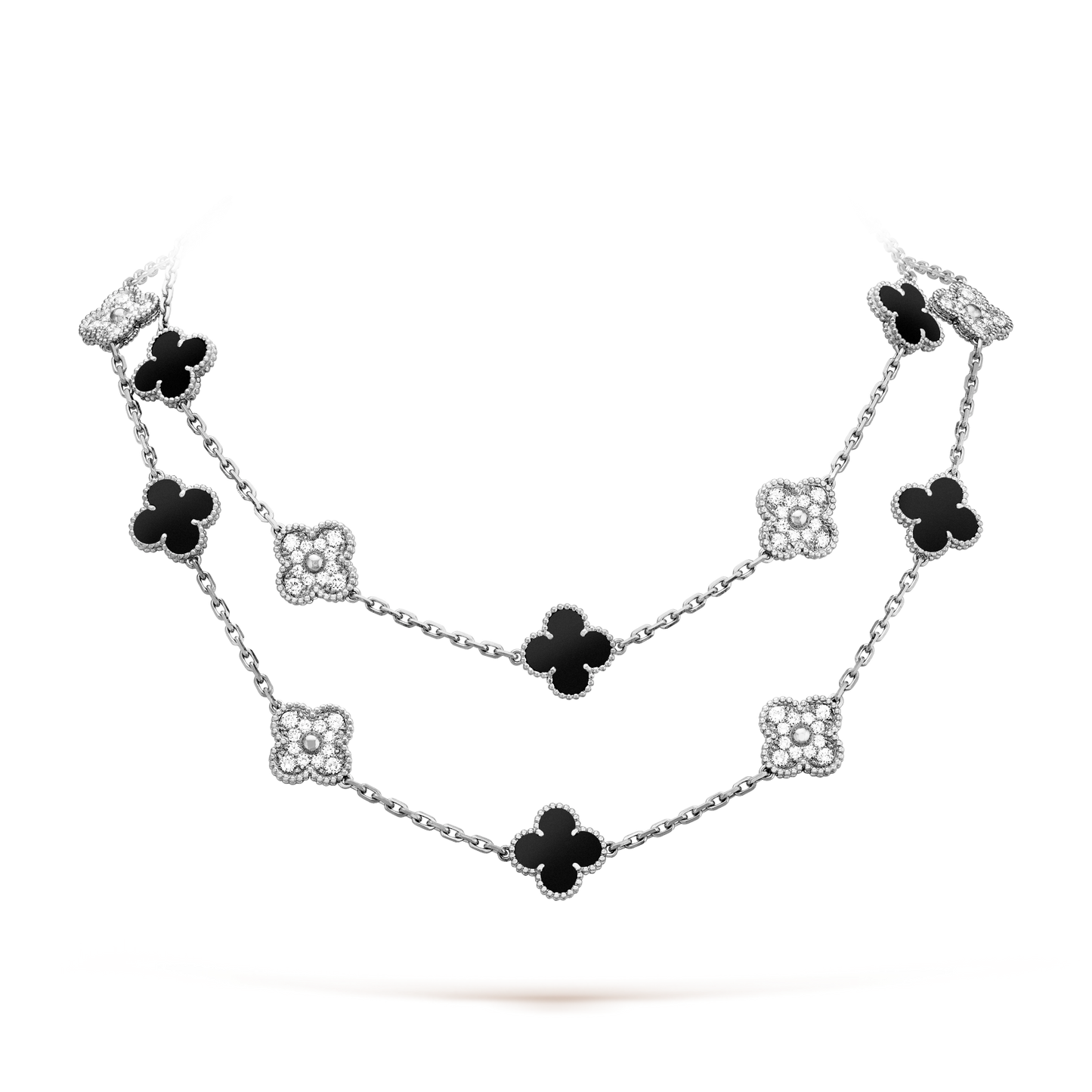 [Rosla]CLOVER 20 MOTIFS ONYX DIAMOND SILVER