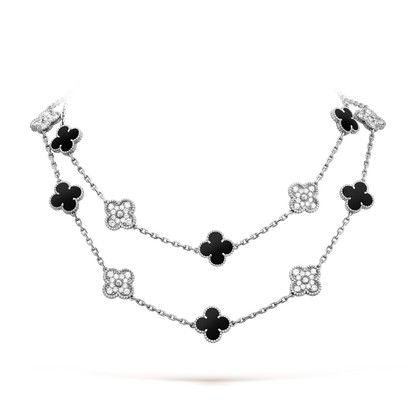 [Rosla]CLOVER 20 MOTIFS ONYX DIAMOND SILVER