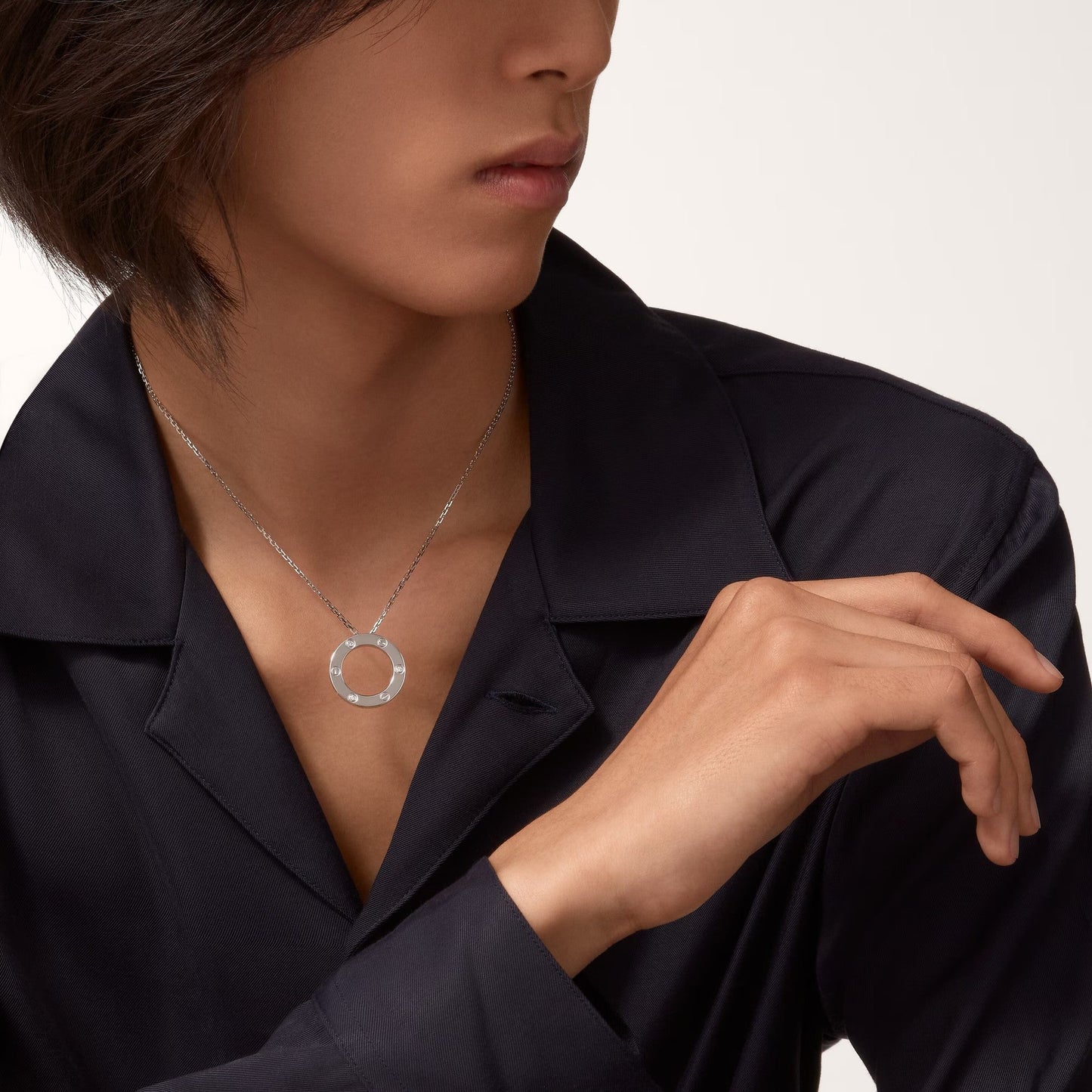 [Rosla]LOVE NECKLACE 16MM 3 DIAMONDS