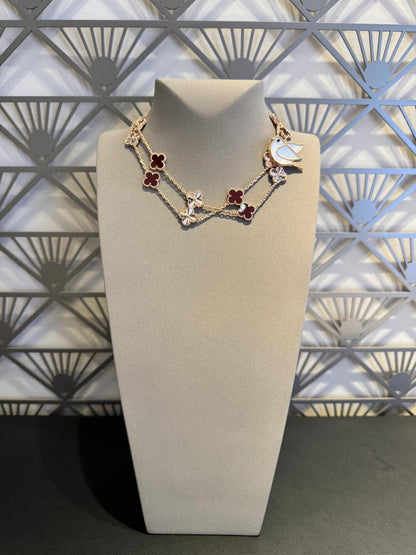 [Rosla]CLOVER 20 MOTIFS LASER CARNELIAN NECKLACE