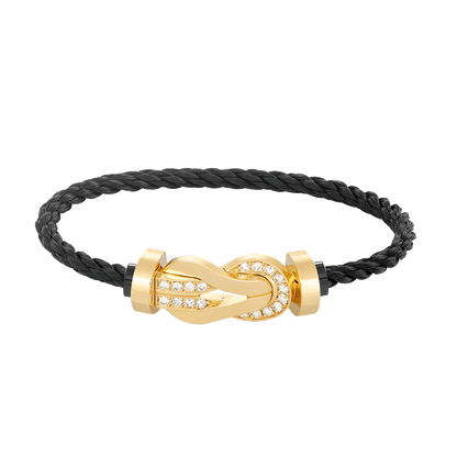 [Rosla]CHANCE LARGE 8 FIGURE BUCKLE HALF DIAMOND BRACELET GOLD