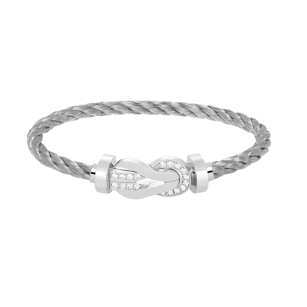[Rosla]CHANCE LARGE 8 FIGURE BUCKLE HALF DIAMOND BRACELET SILVER
