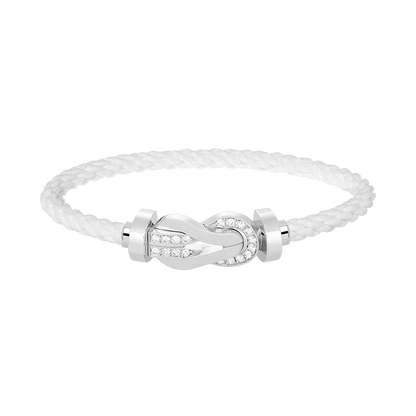 [Rosla]CHANCE LARGE 8 FIGURE BUCKLE HALF DIAMOND BRACELET SILVER