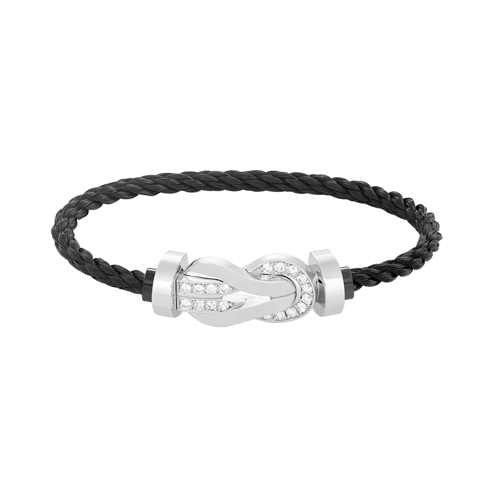 [Rosla]CHANCE LARGE 8 FIGURE BUCKLE HALF DIAMOND BRACELET SILVER