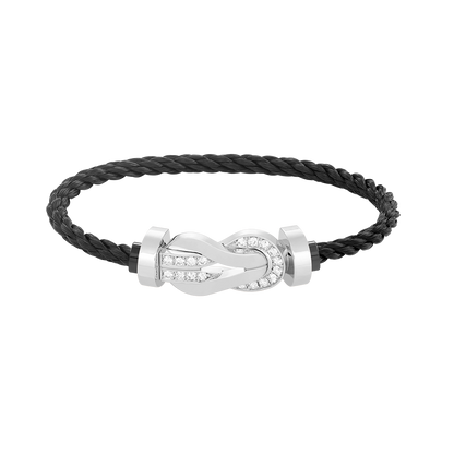 [Rosla]CHANCE LARGE 8 FIGURE BUCKLE HALF DIAMOND BRACELET SILVER
