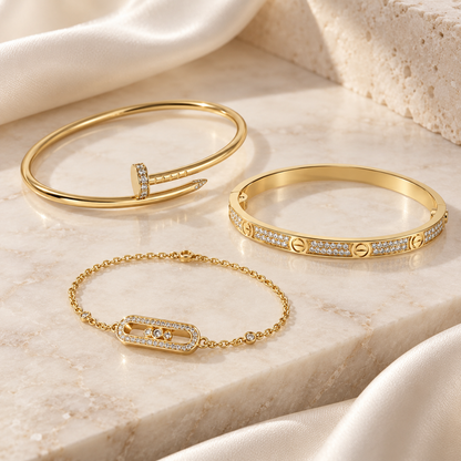 [Rosla] LOVE & JUSTE Baby Move Diamond Bracelet Stack Set