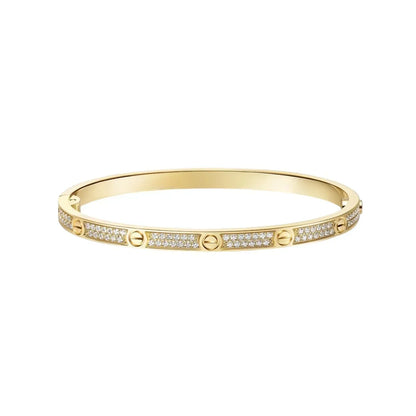 [Rosla] JUSTE Diamond & LOVE Diamond-Paved Bracelet Stack Set