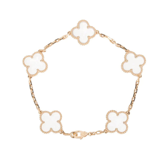 [Rosla]CLOVER 5 MOTIF ROCK CRYSTAL BRACELET