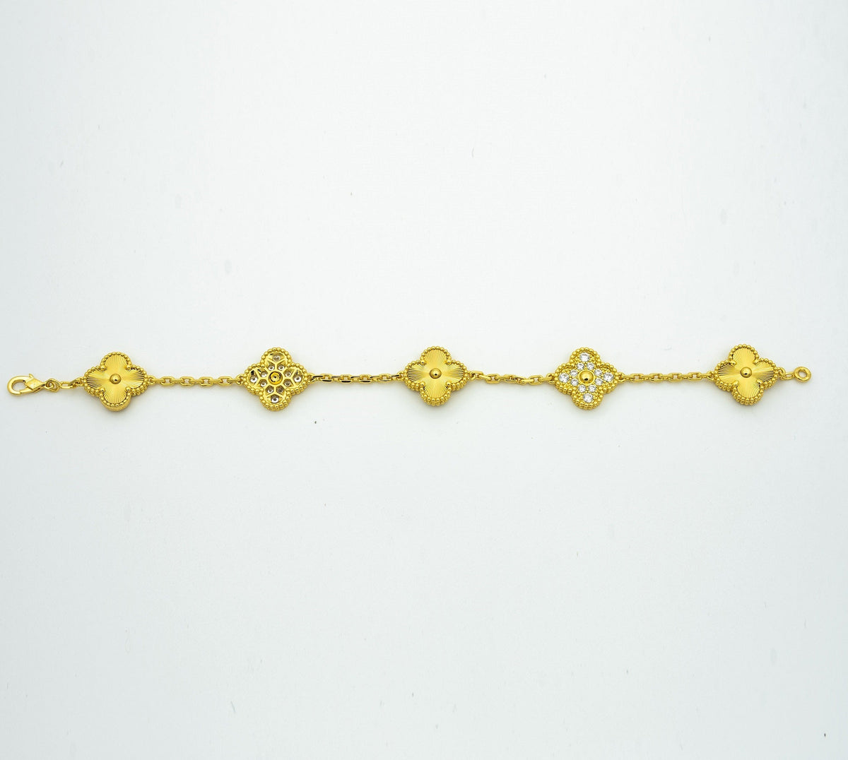 [Rosla] CLASH & Clover Laser 5-Motif & LOVE Brushed Bracelet Stack Set