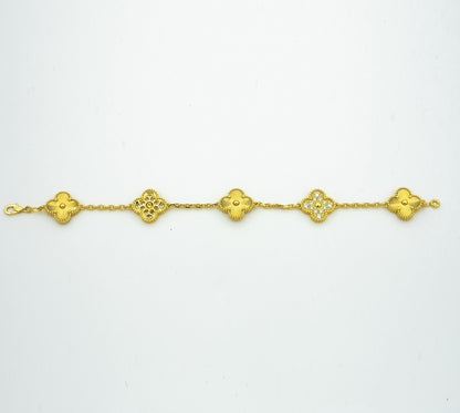 [Rosla] CLASH & Clover Laser 5-Motif & LOVE Brushed Bracelet Stack Set