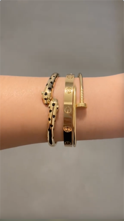 [Rosla] Panthère & LOVE  & JUSTE  Diamond Bracelet Stack Set