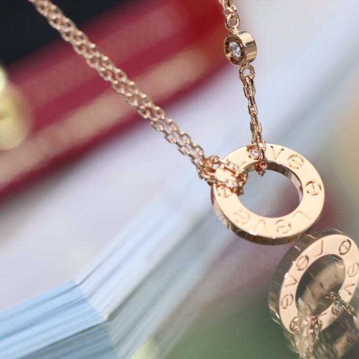 [Rosla]LOVE NECKLACE ADJUSTABLE ROSE GOLD 2 DIAMOND