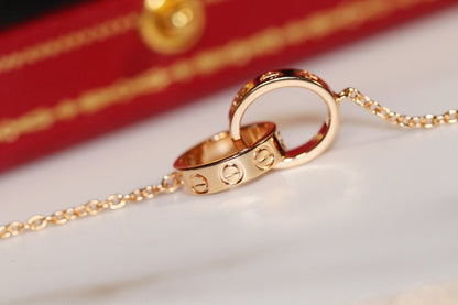 [Rosla]LOVE NECKLACE PINK GOLD AND SILVER