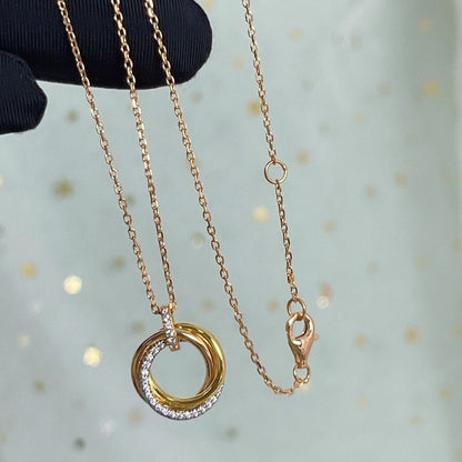 [Rosla]TRINITY NECKLACE SILVER GOLD PINK GOLD DIAMONDS