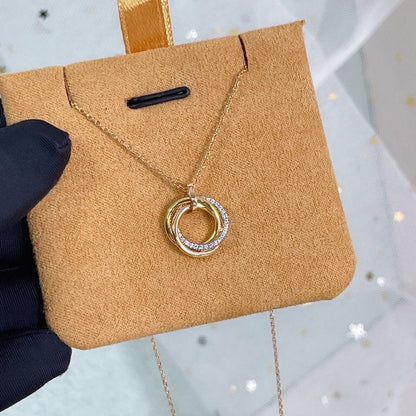 [Rosla]TRINITY NECKLACE SILVER GOLD PINK GOLD DIAMONDS