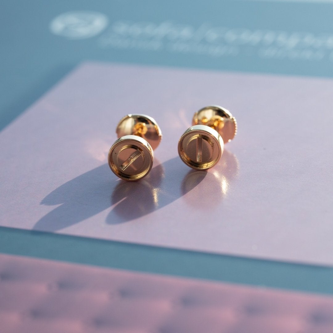[Rosla]LOVE EARRINGS PINK GOLD 10MM