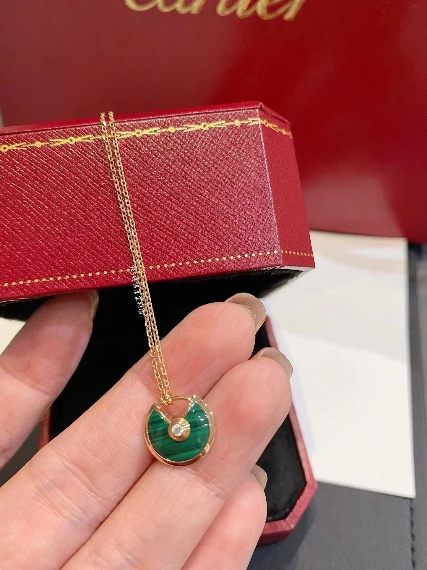 [Rosla]AMULETTE ROSE GOLD MALACHITE NECKLACE