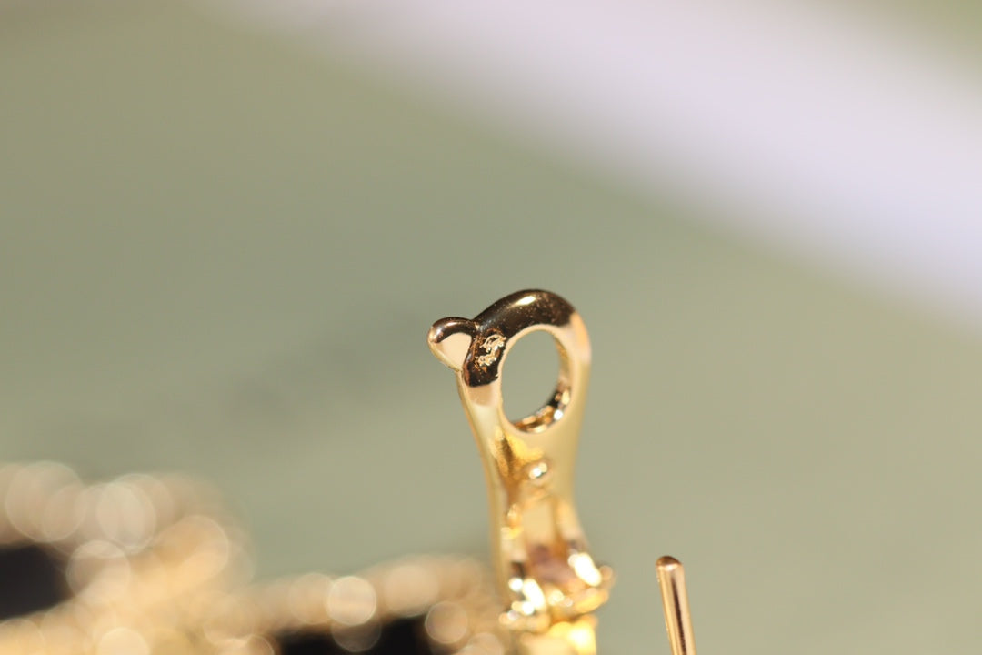 [Rosla]CLOVER EARRINGS GOLD ONYX MOP 3 MOTIF