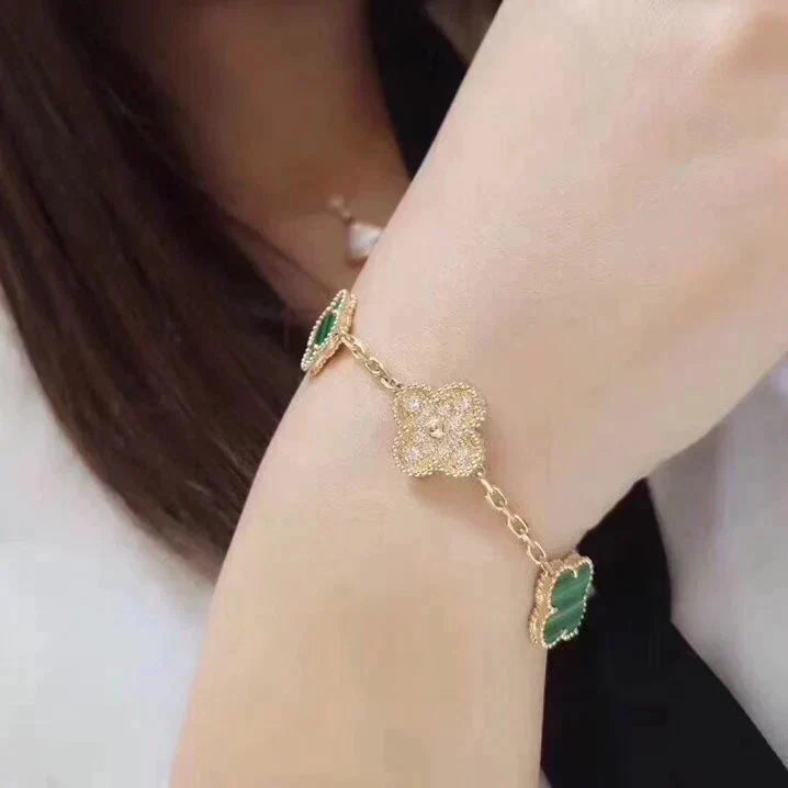 [Rosla] CLOVER 5 MOTIF MALACHITE BRACELET COLLECTION