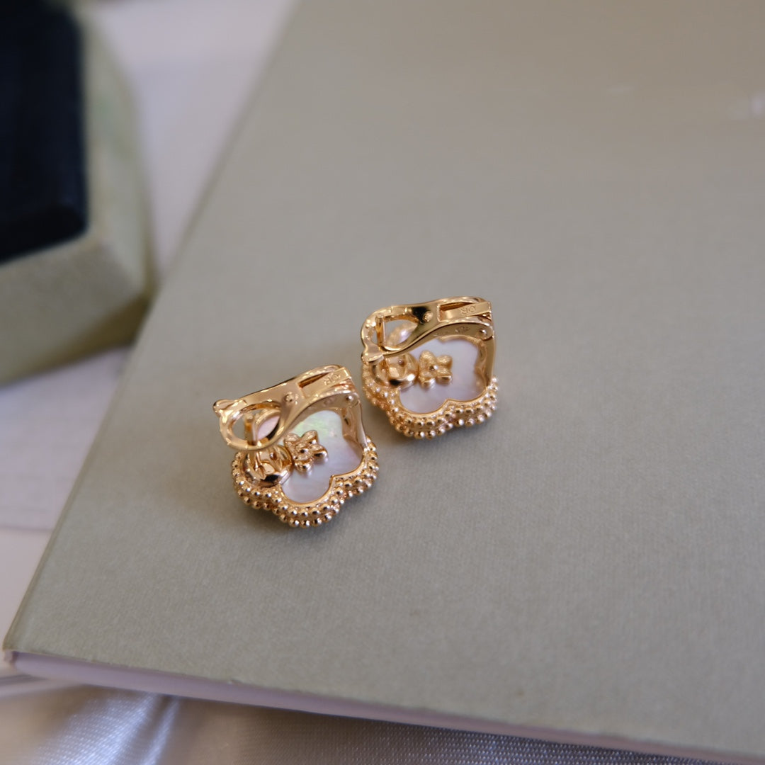 [Rosla]LUCKY PINK GOLD WHITE MOP EARRINGS
