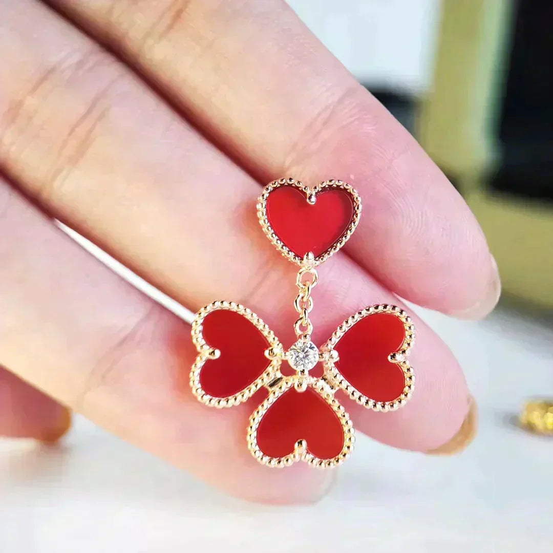 [Rosla]SWEET CLOVER CARNELIAN EARRINGS