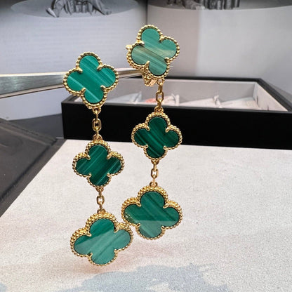 [Rosla]CLOVER MALACHITE 3 MOTIFS GOLD