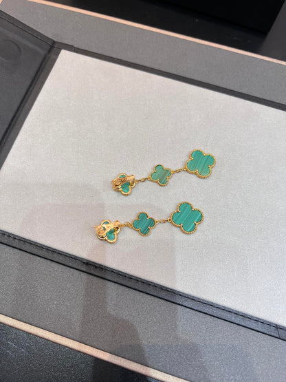 [Rosla]CLOVER MALACHITE 3 MOTIFS GOLD