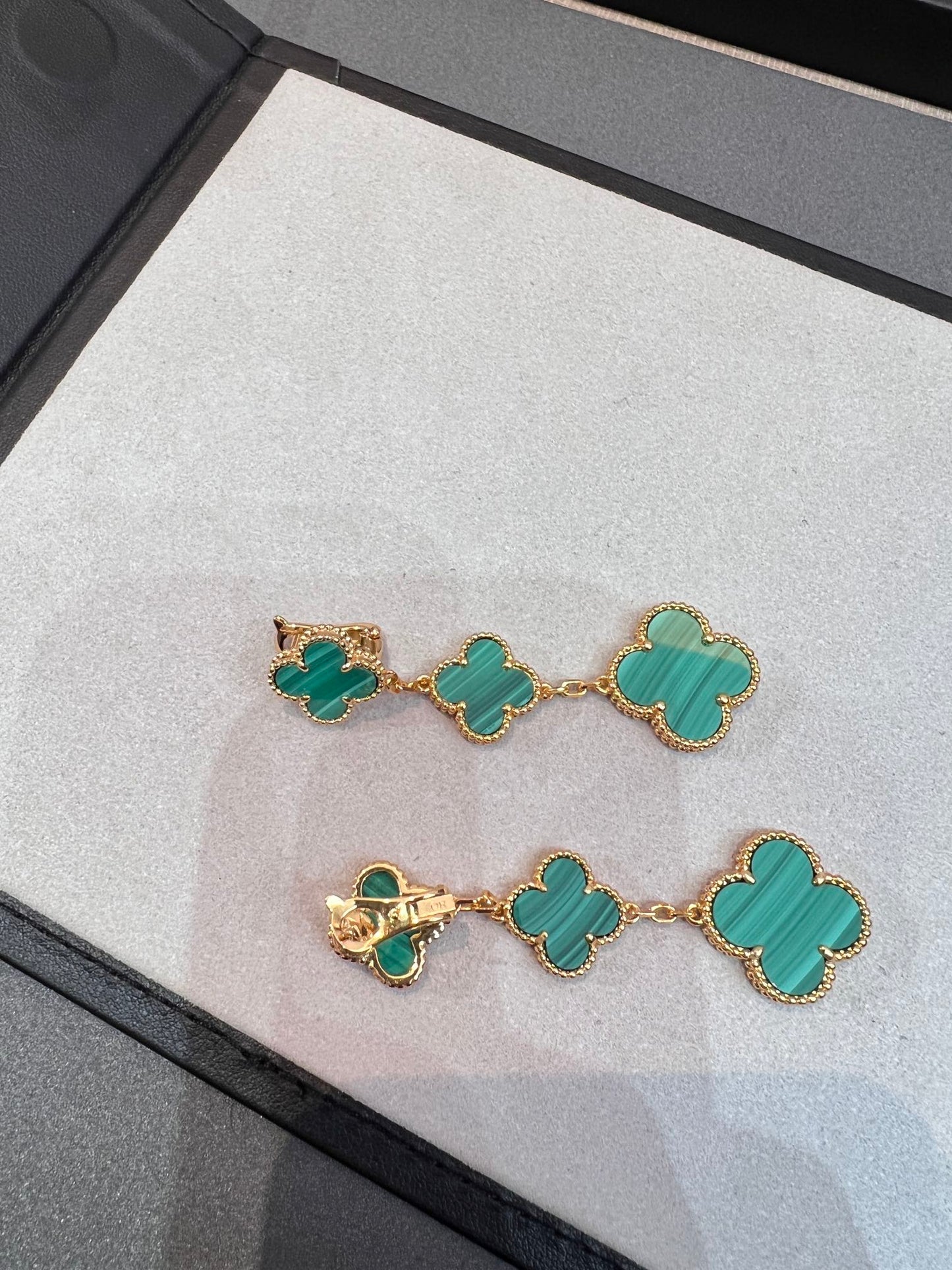[Rosla]CLOVER MALACHITE 3 MOTIFS GOLD