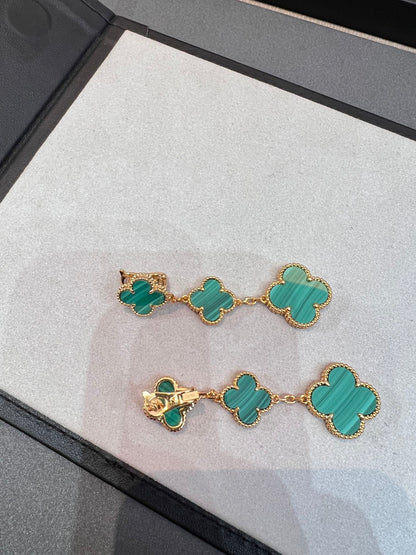 [Rosla]CLOVER MALACHITE 3 MOTIFS GOLD