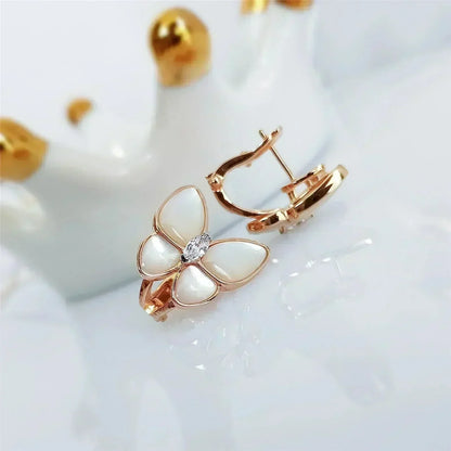 [Rosla]BUTTERFLY MOP DIAMOND EARRINGS