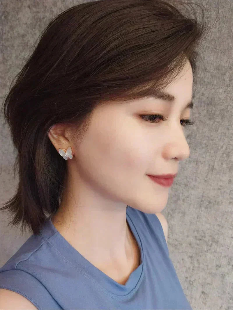 [Rosla]BUTTERFLY MOP DIAMOND EARRINGS