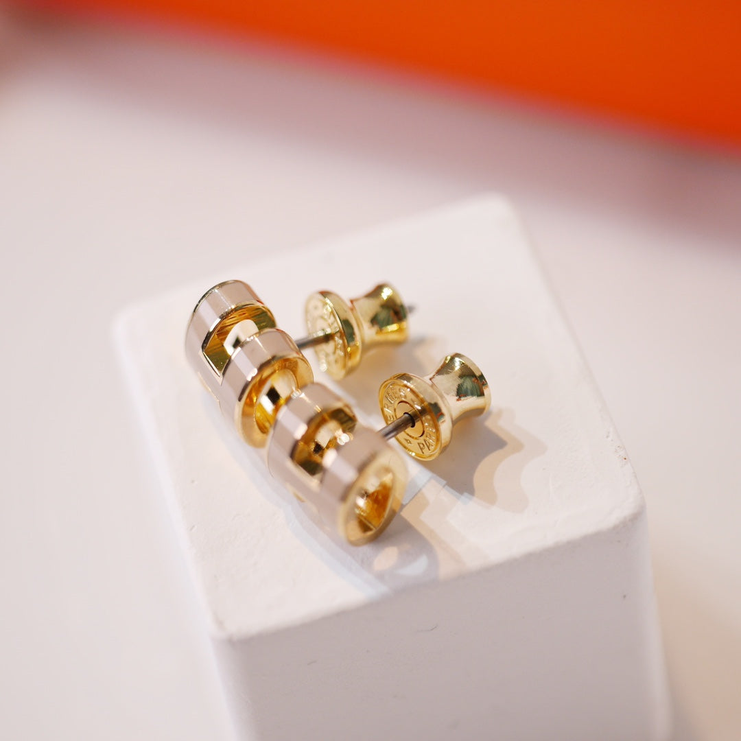 [Rosla]MINI POP H GOLD EARRINGS GREY