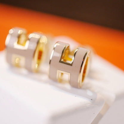 [Rosla]MINI POP H GOLD EARRINGS GREY