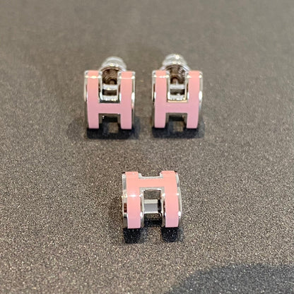 [Rosla]MINI POP H SILVER EARRINGS PINK