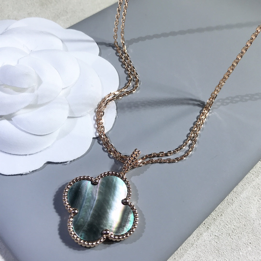 [Rosla]CLOVER 25MM GOLD DARK MOP BIG CLOVER NECKLACE
