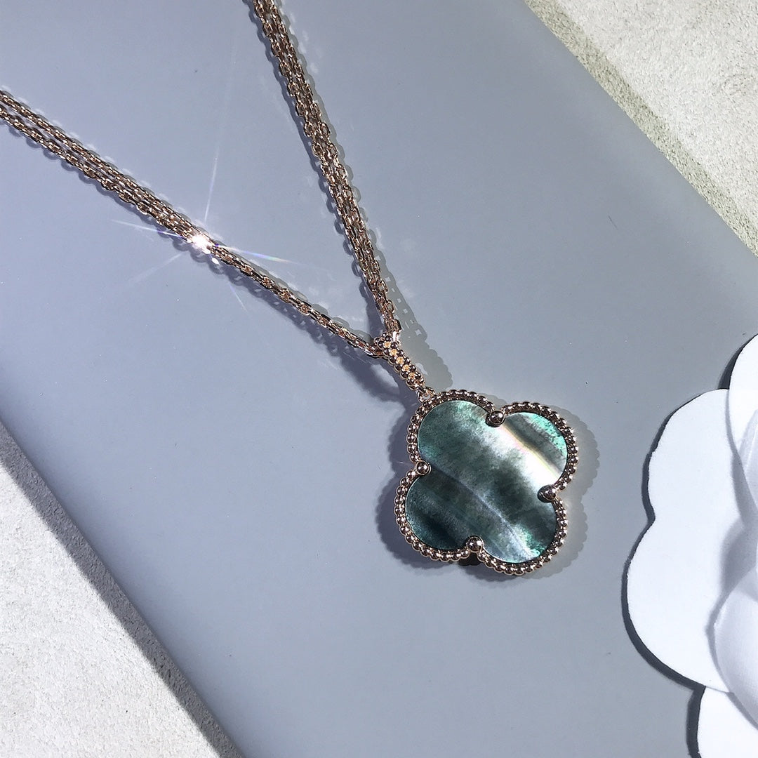 [Rosla]CLOVER 25MM GOLD DARK MOP BIG CLOVER NECKLACE