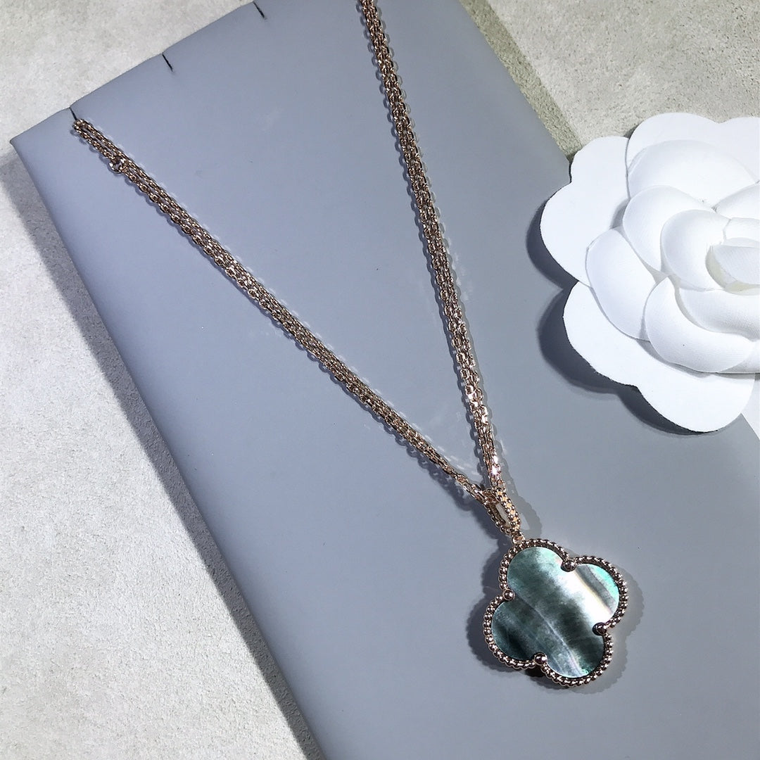 [Rosla]CLOVER 25MM GOLD DARK MOP BIG CLOVER NECKLACE
