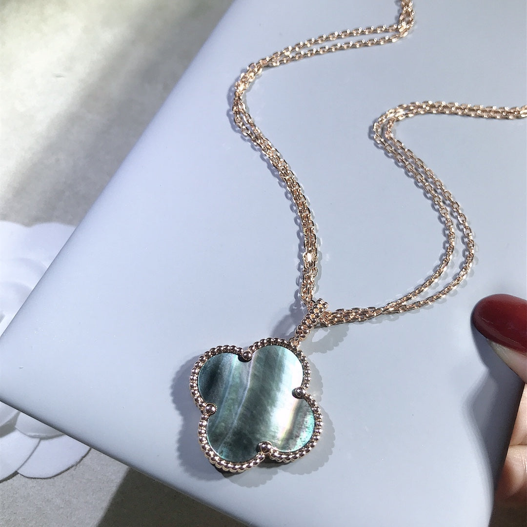 [Rosla]CLOVER 25MM GOLD DARK MOP BIG CLOVER NECKLACE