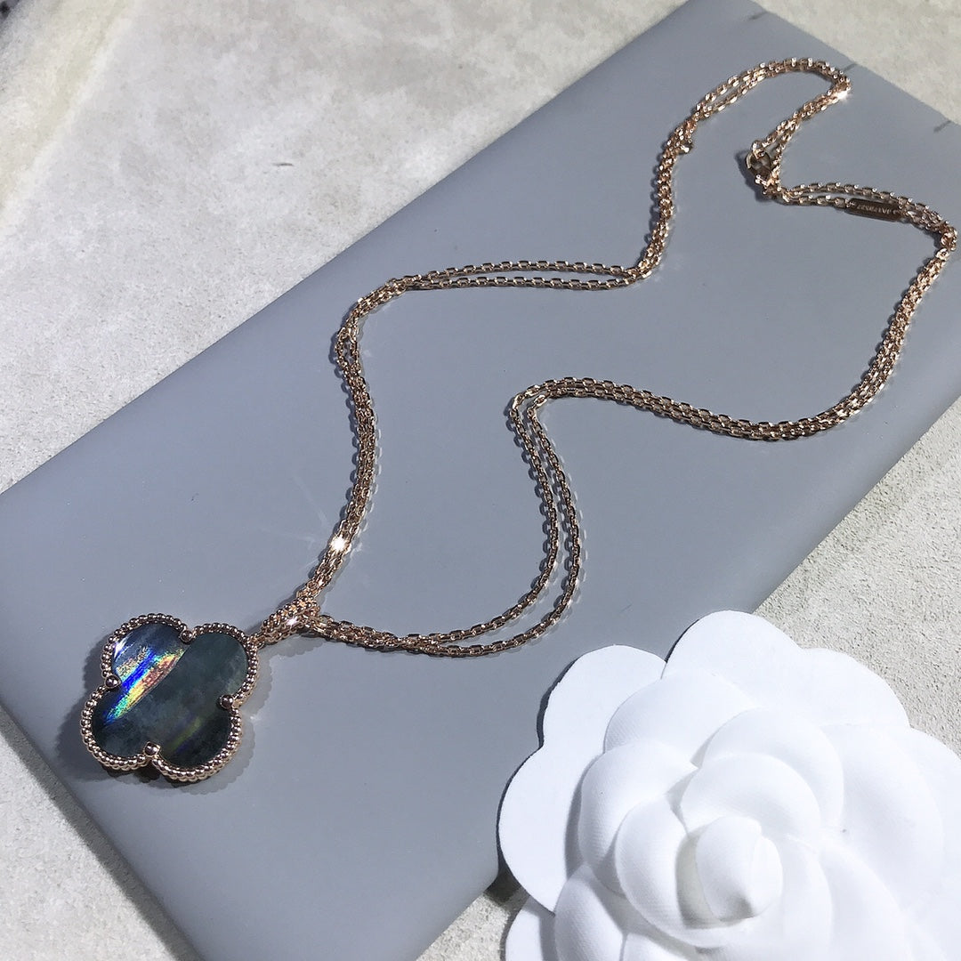 [Rosla]CLOVER 25MM GOLD DARK MOP BIG CLOVER NECKLACE