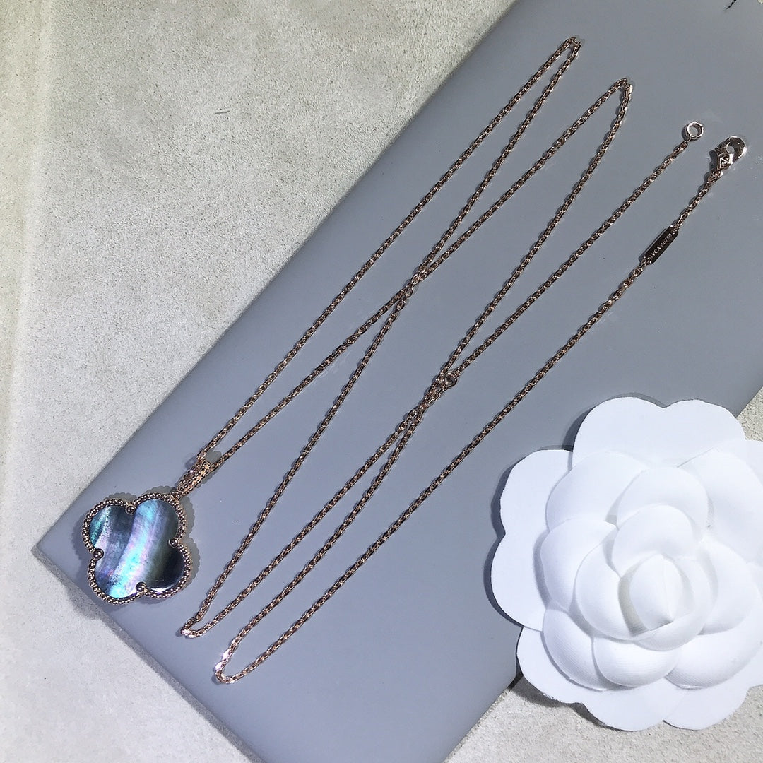 [Rosla]CLOVER 25MM GOLD DARK MOP BIG CLOVER NECKLACE