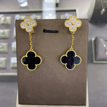 [Rosla]CLOVER  2 MOTIFS  DIAMOND  EARRINGS (MULTIPLE CHOICESç´