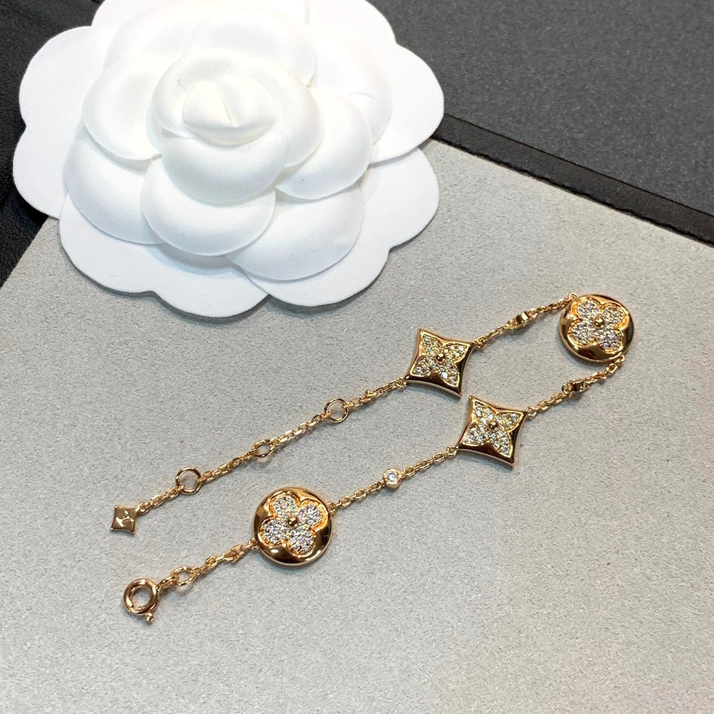 [Rosla]STAR AND SUN 4 MOTIFS GOLD DIAMONDS BRACELET