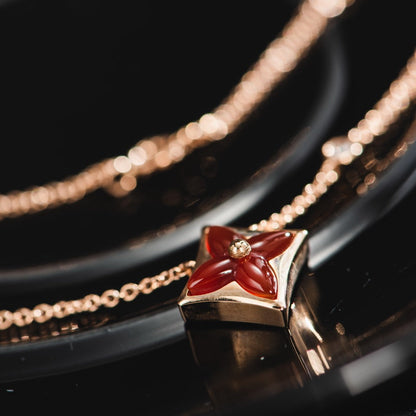 [Rosla]STAR NECKLACE PINK GOLD 1 DIAMOND