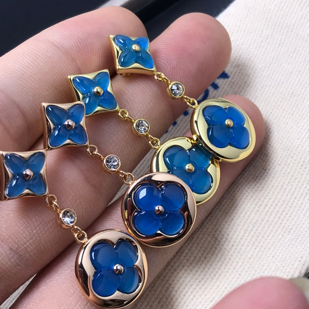 [Rosla]STAR AND SUN AGATE DIAMOND EARRINGS