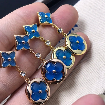 [Rosla]STAR AND SUN AGATE DIAMOND EARRINGS