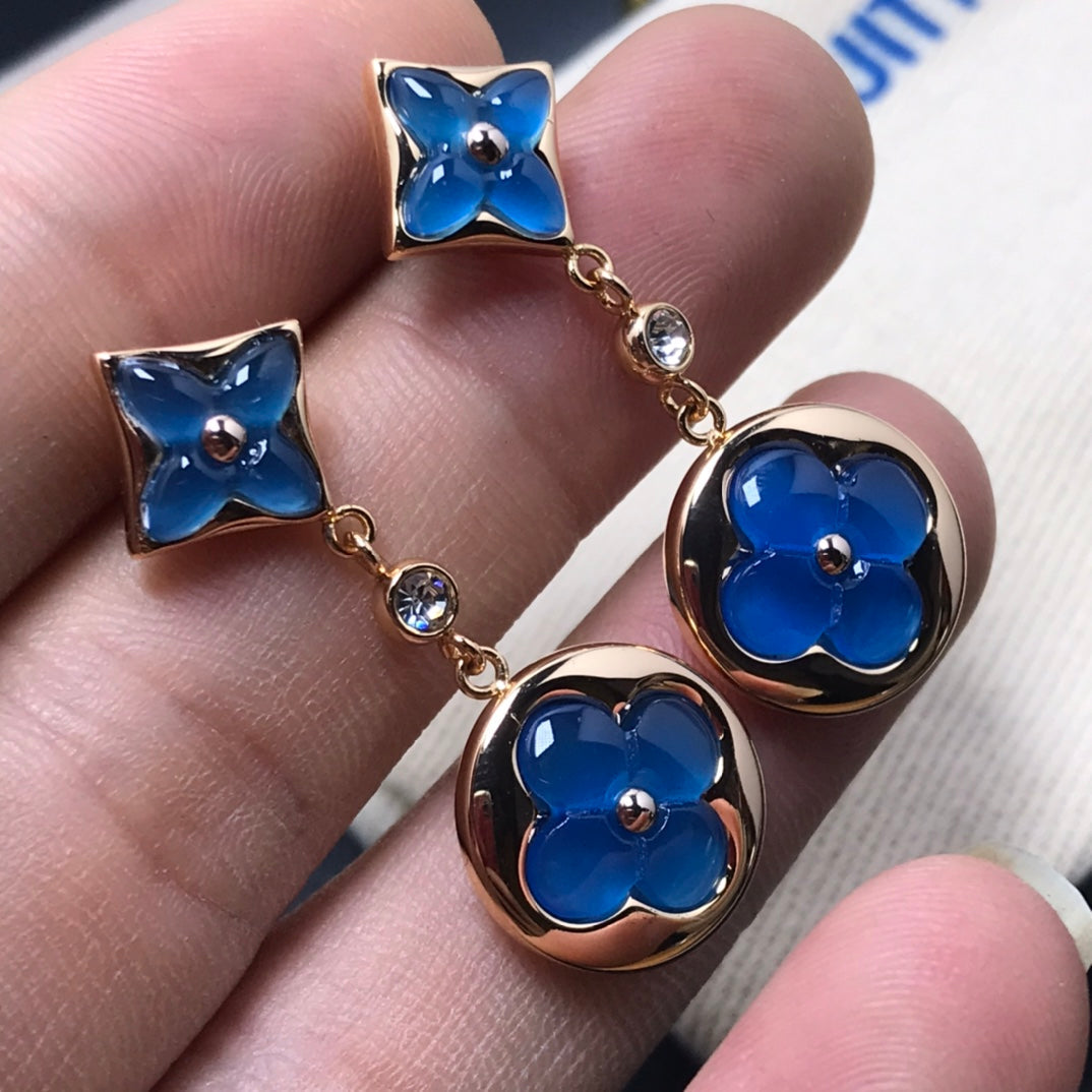 [Rosla]STAR AND SUN AGATE DIAMOND EARRINGS