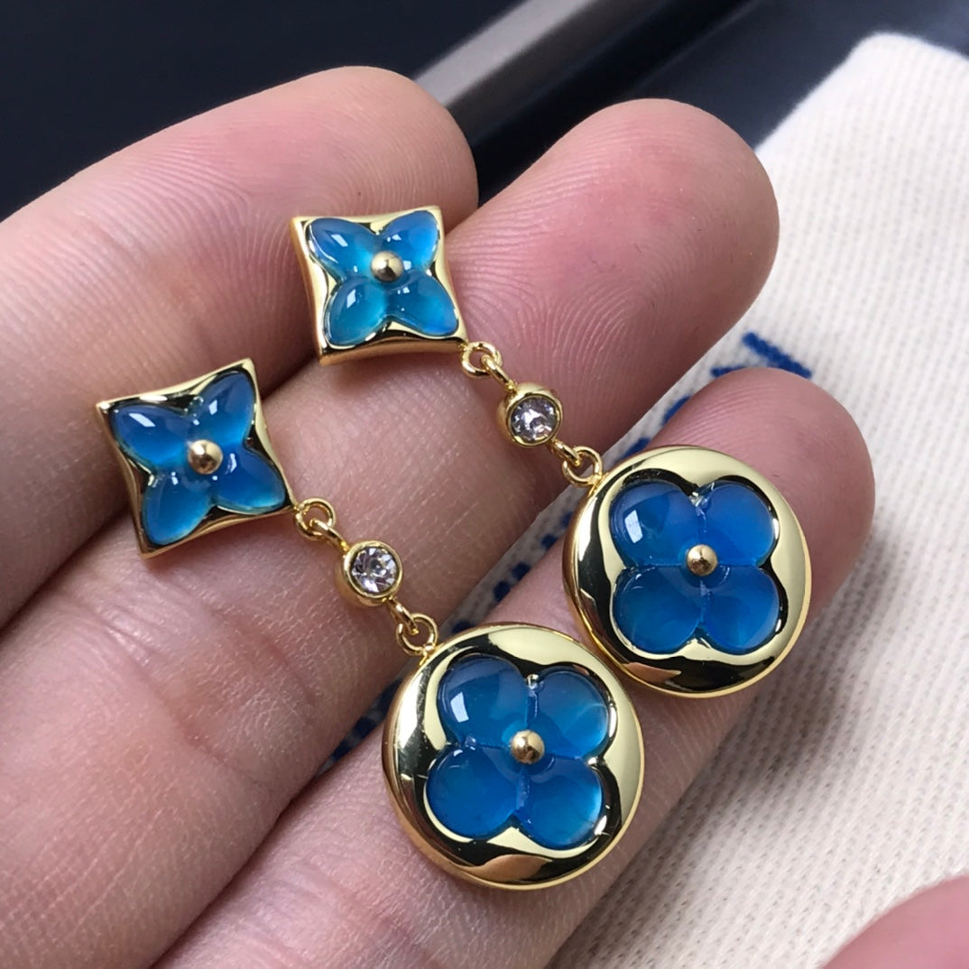 [Rosla]STAR AND SUN AGATE DIAMOND EARRINGS