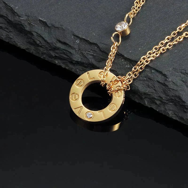 [Rosla]LOVE NECKLACE 16MM 2 DIAMONDS
