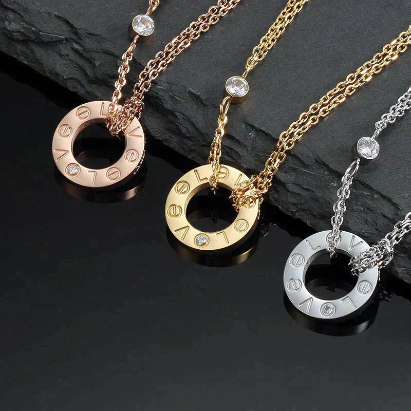 [Rosla]LOVE NECKLACE 16MM 2 DIAMONDS