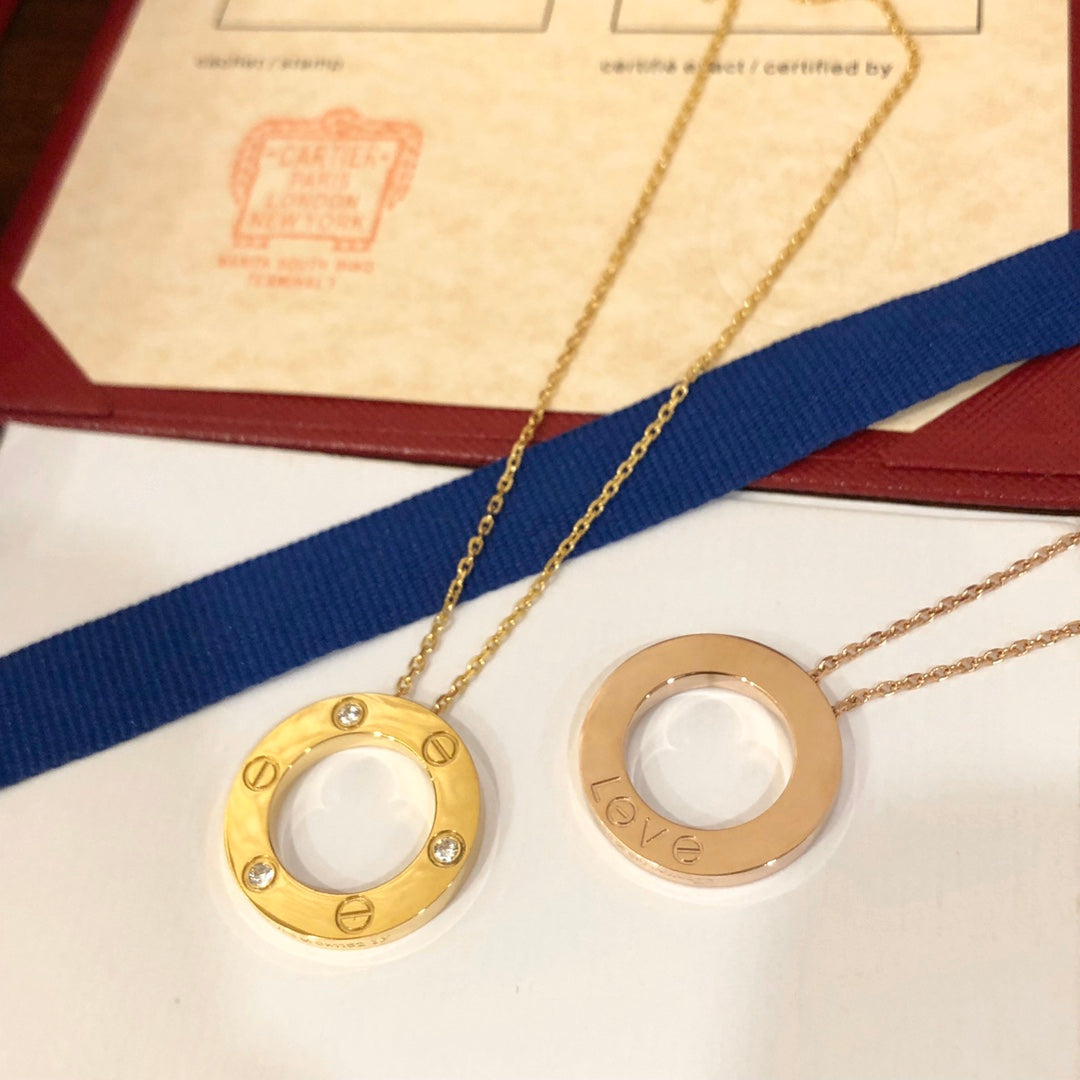 [Rosla]LOVE NECKLACE 16MM 3 DIAMONDS